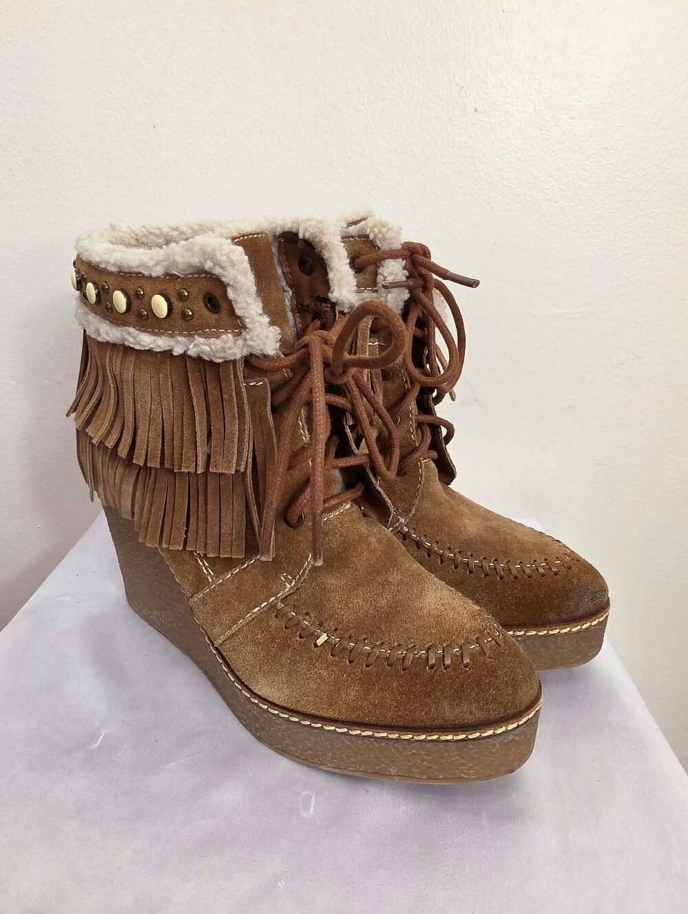 Sam Edelman Women's Fringe Wedge Ankle Boots